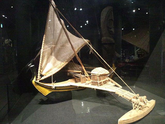 Single Outrigger Canoe (model), Woleai Atoll, by Yanajin33